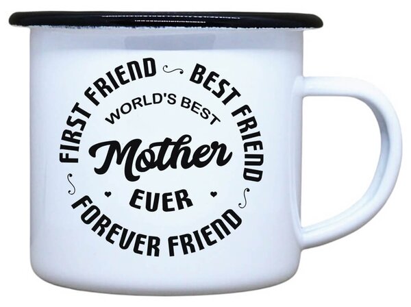 Smaltovaný plecháček s potiskem Mother ever Objem: 330 ml