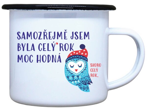 Vánoční plecháček s potiskem Byla jsem hodná, 330 ml