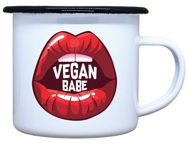 Smaltovaný plecháček s potiskem Vegan BABE Objem: 330 ml