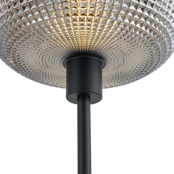 Designová stojací lampa černá s kouřovým sklem 2-světla - Brianna