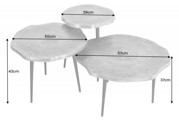 3SET konferenční stolek ORGANIC 57/50/39 CM zlatý Nábytek | Obývací pokoj | Konferenční stolky | Kulaté