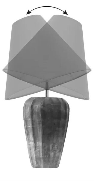 Art deco stolní lampa Galla s polohovatelným organzovým stínítkem a designovou nohou v černé a stříbrné barvě 35 cm