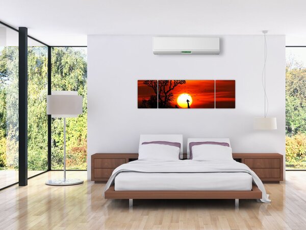 Obraz - Siluety zvířat při západu slunce (170x50 cm)