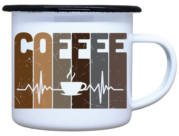 Smaltovaný plecháček EKG coffee Objem: 330 ml