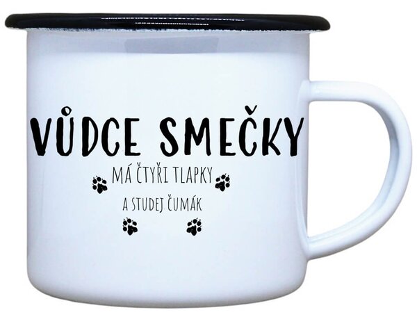 Smaltovaný plecháček s potiskem Vůdce smečky, 330 ml