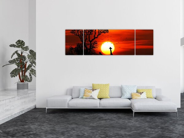 Obraz - Siluety zvířat při západu slunce (170x50 cm)