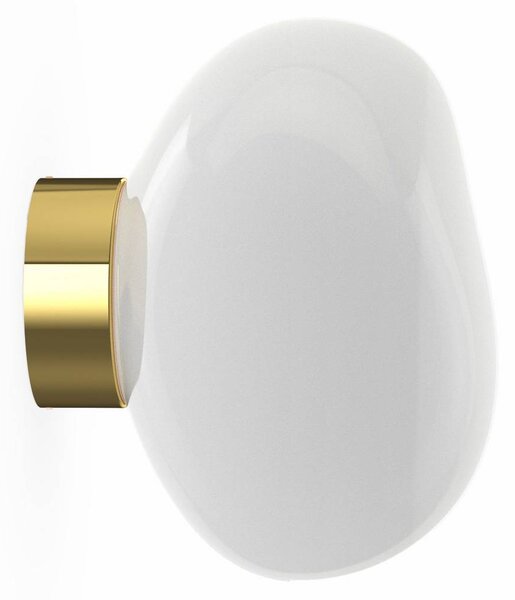 Tom Dixon LED nástěnné světlo Melt, Ø 29 cm, opálová/zlatá, stmívatelný, Mosaz / zlato, Obývací pokoj / jídelna, Plast, Design