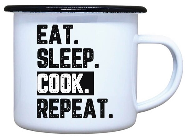 Smaltovaný plecháček s potiskem Cook Objem: 330 ml