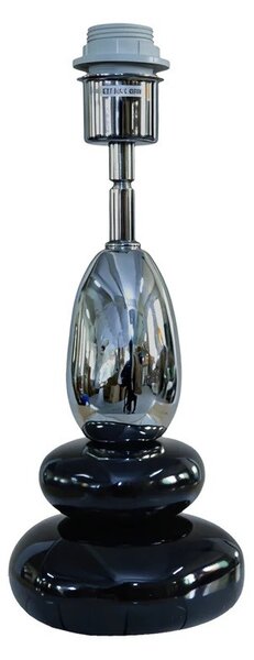 Art deco moderní stolní lampa Caillou s podstavou s designem oblázků v černé barvě se stříbrným detailem 45 cm