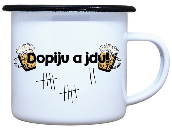 Smaltovaný plecháček Dopiju a jdu Objem: 330 ml
