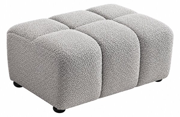 Designová moderní buklé obdélníková taburetka Yang ve světle šedé barvě s hlubokým čtvercovým prošíváním 100 cm