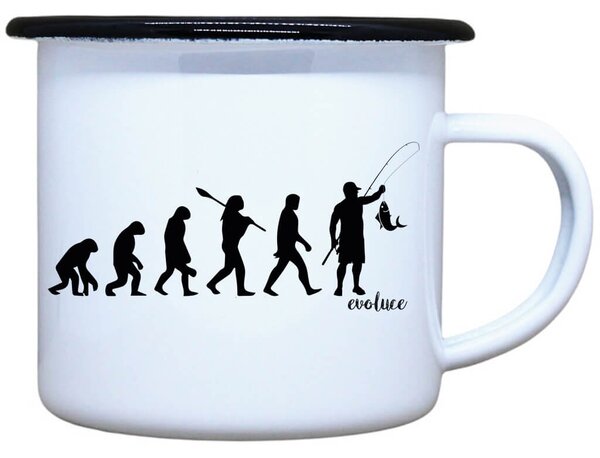 Smaltovaný plecháček Evoluce rybáře Objem: 330 ml