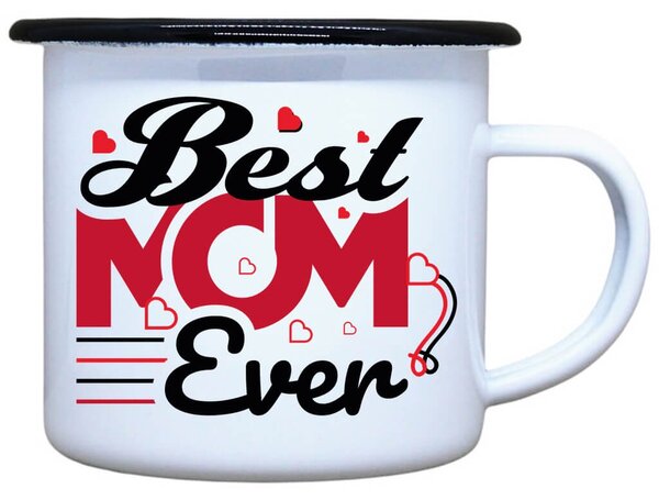 Smaltovaný plecháček Best mom ever Objem: 330 ml