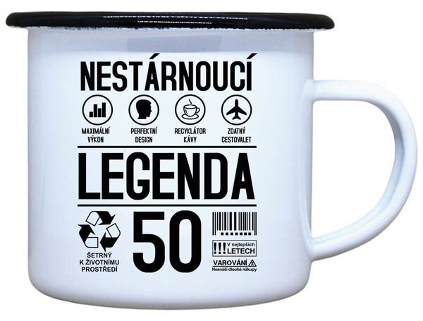 Smaltovaný plecháček Nestárnoucí legenda 50 let, 330 ml