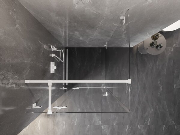 Mexen Lunar T, sklápěcí sprchový kout levý 110 x 110 cm, 8mm čiré sklo, bílý profil, 834T-110-110-20-00-L