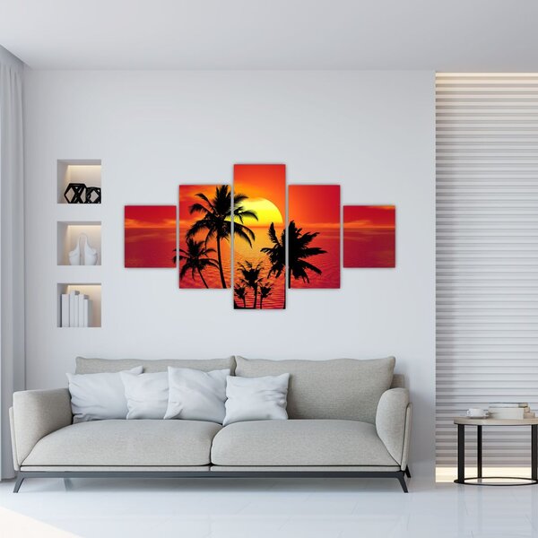 Obraz siluety ostrova s palmami (125x70 cm)