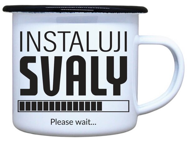 Smaltovaný plecháček Instaluji svaly Objem: 330 ml