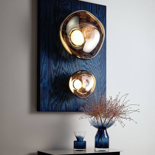 Tom Dixon LED nástěnné světlo Melt, Ø 29 cm, bronzová barva, stmívatelný, Bronz / starožitná mosaz, Obývací pokoj / jídelna, Plast, Design
