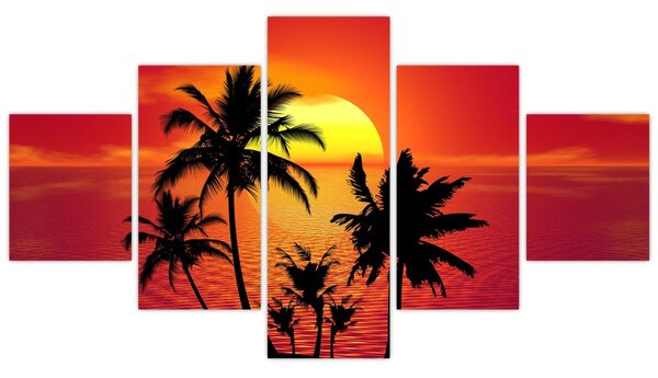 Obraz siluety ostrova s palmami (125x70 cm)