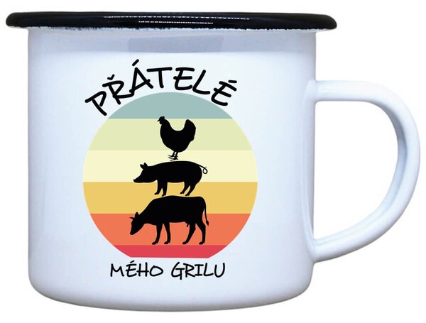 Smaltovaný plecháček Přátelé grilu Objem: 330 ml