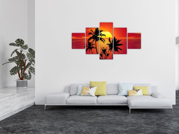 Obraz siluety ostrova s palmami (125x70 cm)