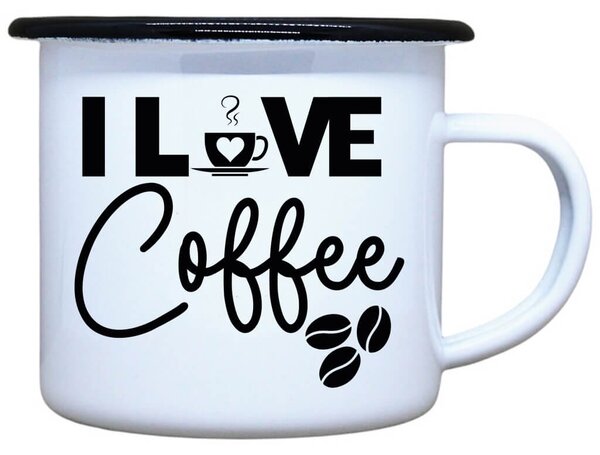 Smaltovaný plecháček I love coffee Objem: 330 ml