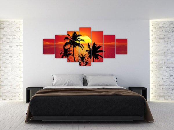 Obraz siluety ostrova s palmami (210x100 cm)