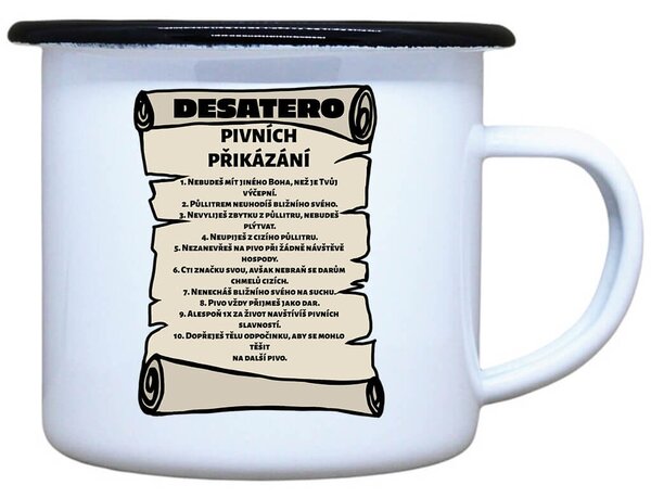 Smaltovaný plecháček Pivní přikázání Objem: 330 ml