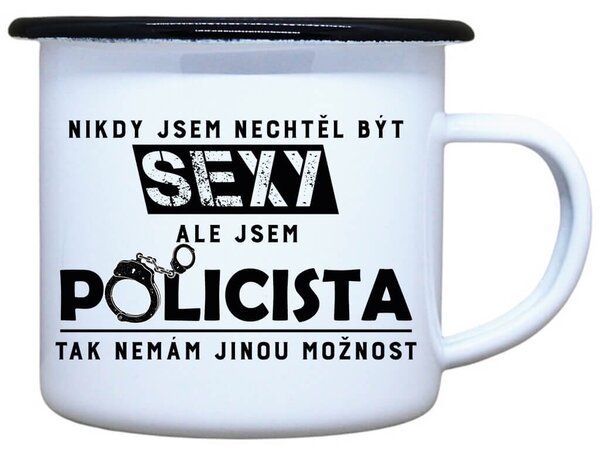 Smaltovaný plecháček s potiskem Sexy policista, 330 ml