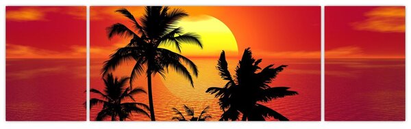 Obraz siluety ostrova s palmami (170x50 cm)