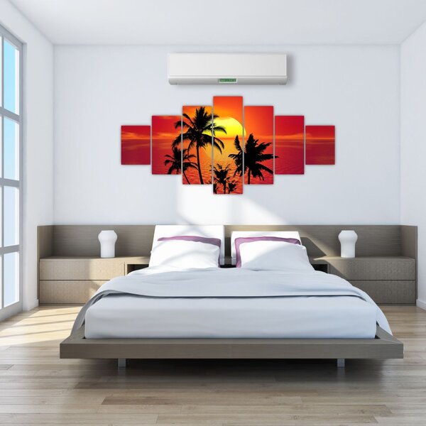 Obraz siluety ostrova s palmami (210x100 cm)