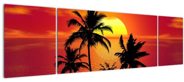 Obraz siluety ostrova s palmami (170x50 cm)