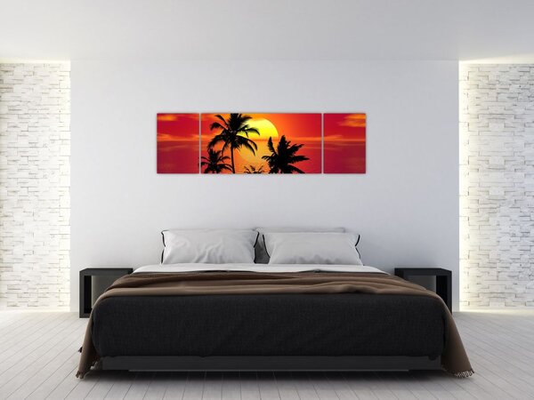 Obraz siluety ostrova s palmami (170x50 cm)