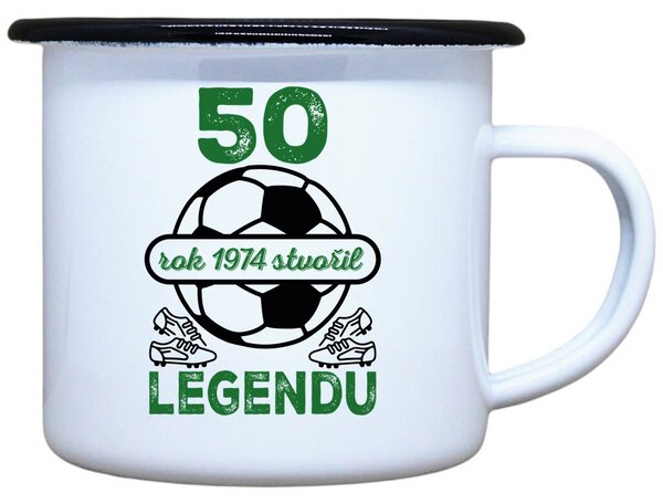 Plecháček s potiskem bílý 50 let legenda fotbal, 330 ml