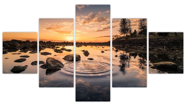 Obraz vodní hladiny při západu slunce (125x70 cm)