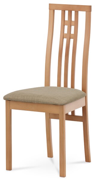 Jídelní židle dřevěná dekor buk a potah krémová látka BC-2482 BUK3