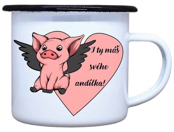 Plecháček s potiskem Prasátko andílek Objem: 330 ml
