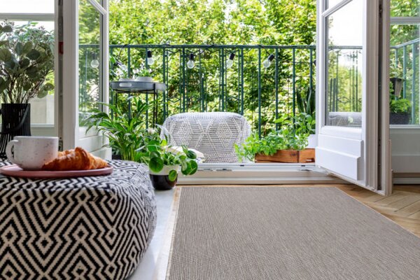 Koberec Sizal Floorlux 20580 jednobarevný - stříbrný / černý