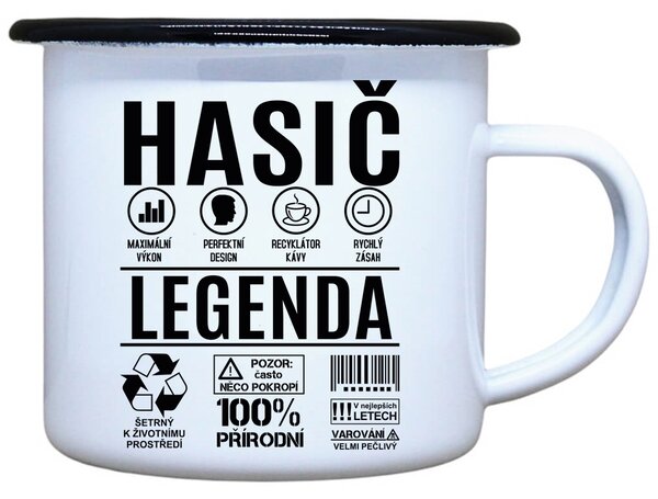 Plecháček s potiskem Hasič legenda Objem: 330 ml