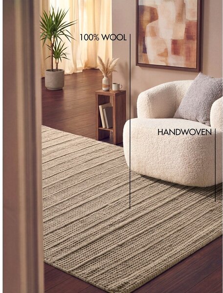 Béžový ručně tkaný vlněný koberec 80x150 cm Camden Parker – Ted Baker