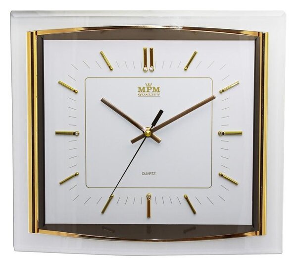 Hranaté plastové hodiny zlaté MPM E01.2442.80.I