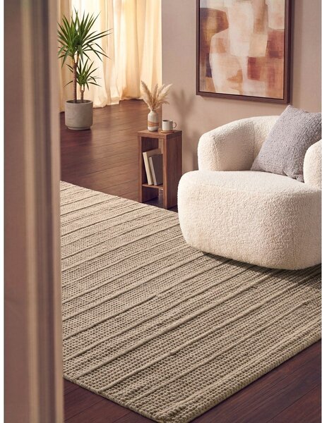 Béžový ručně tkaný vlněný koberec 80x150 cm Camden Parker – Ted Baker