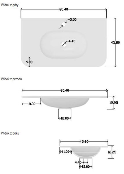 Comad Pure umyvadlo 80x46 cm polokulatý nábytkový bílá lesk PURE WHITE GLOSS UM 80-46