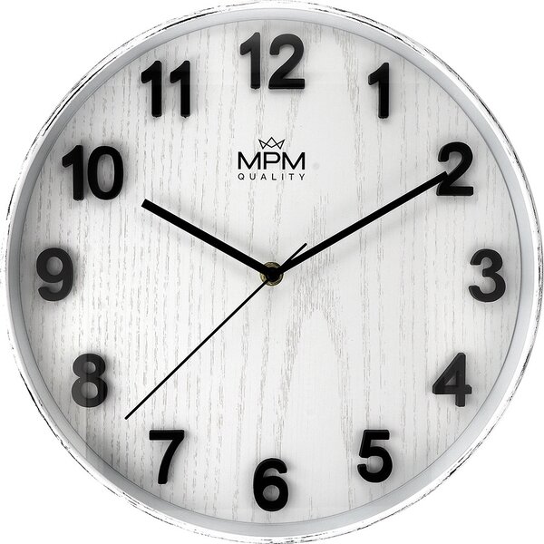 MPM Plastové bílé kulaté nástěnné hodiny MPM Beta E01.4051.00