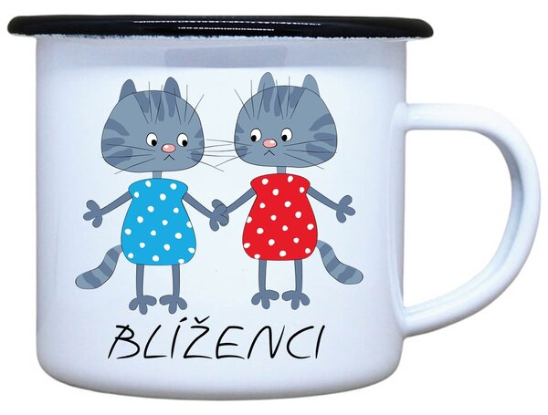 Plecháček s potiskem Zvěrokruh kočky Blíženci, 330 ml