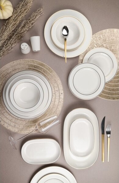 Jídelní sada 53 ks bílá/zlatá/porcelán