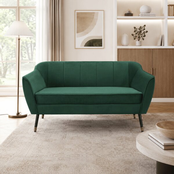 KONDELA Designový 2-sed, zelená Velvet látka/černá/zlatá, VIODA