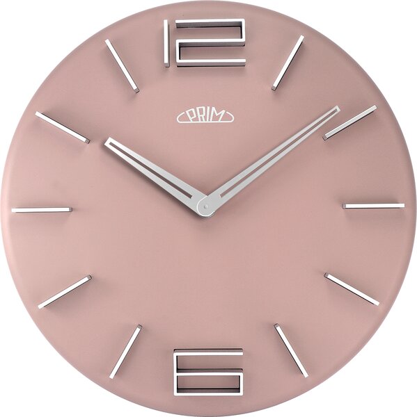 Designové plastové hodiny růžové Nástěnné hodiny PRIM Pastel II