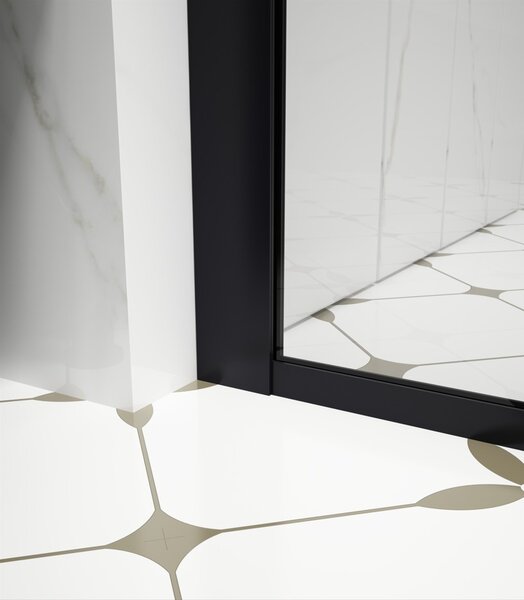 Erga Paris, sprchová zástěna Walk-In 60x200 cm v černém rámu, 8mm čiré sklo, černý profil, ERG-V02-PARIS-060x200-BF