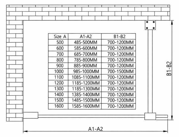 Erga Paris, sprchová zástěna Walk-In 60x200 cm v černém rámu, 8mm čiré sklo, černý profil, ERG-V02-PARIS-060x200-BF